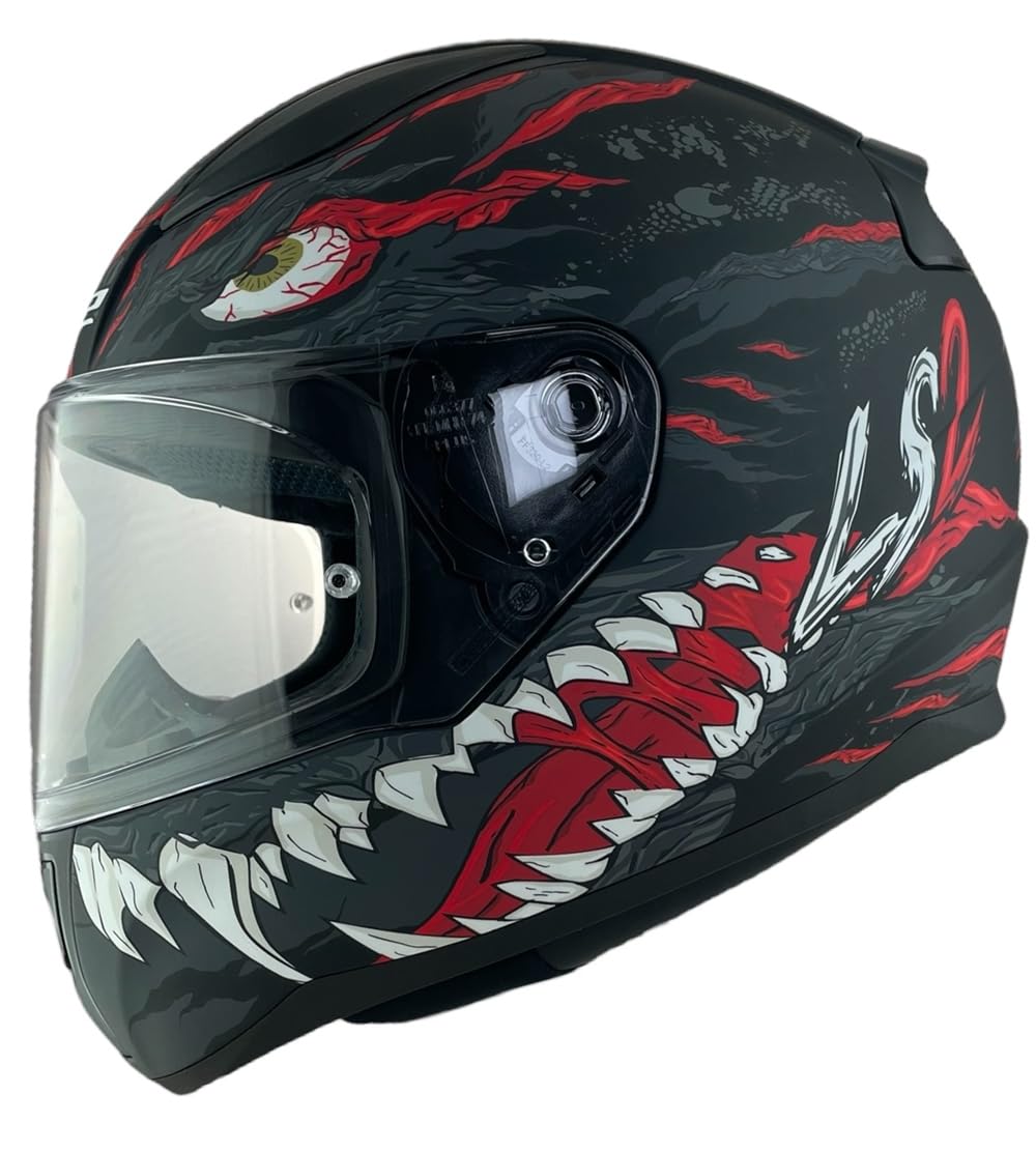 LS2 Helmets Integralhelm Rapid II Kaiju Schwarz Rot und Mattweiß, mit Zulassung 22.06 (L) von DOBLE XX