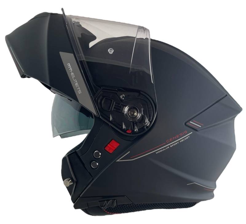 MT Helmet Klapphelm Genesis, Größe L (59/60), mattschwarz, mit Zulassung 22.06 von DOBLE XX