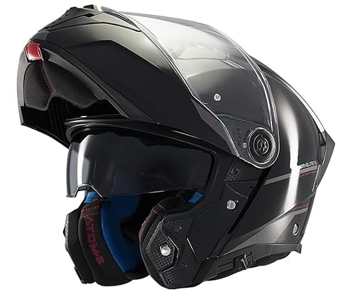 DOBLE XX MT Helmets Atom 2 Modularhelm in Schwarz glänzend 22.06 mit Sonnenbrille, Unisex, Zulassung, P/J (L 59/60) von DOBLE XX