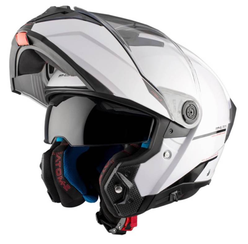 MT Helmets Atom 2 SV A0 Modularhelm, Weiß, glänzend, vollständig zugelassen (M 57/58) von DOBLE XX