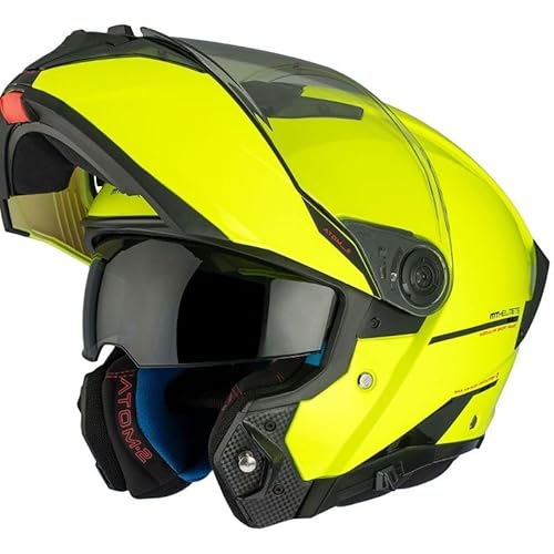 MT Helmets Atom 2 SV Solid A3, Neongelb, glänzend, vollständig zugelassen (S 55/56) von DOBLE XX