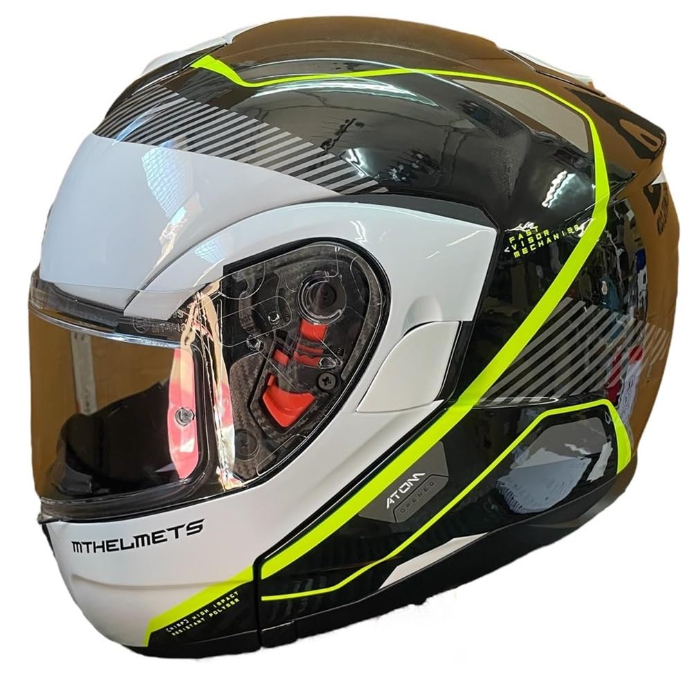 MT Helmets Ausstellung Outlet Atom Weiß und Fluor (M 57/58) von DOBLE XX