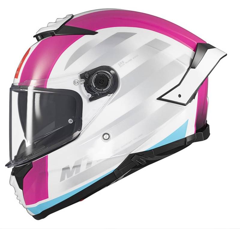 MT Helmets Integralhelm Modell Thunder 4 SV TREADS C8 Glanz Rosa und Weiß (M 57/58) von DOBLE XX