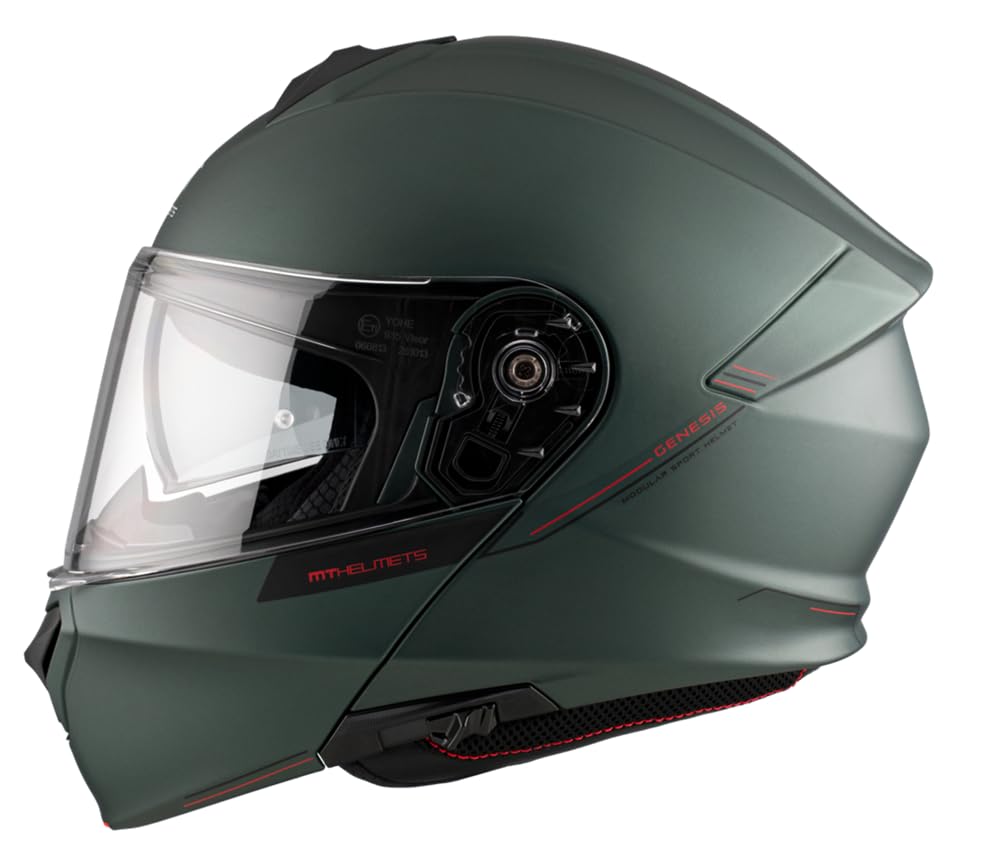 MT Helmets Modularhelm, Modell Genesis SV Solid A6, Mattgrün, Motorradhelm (S 55/56) von DOBLE XX