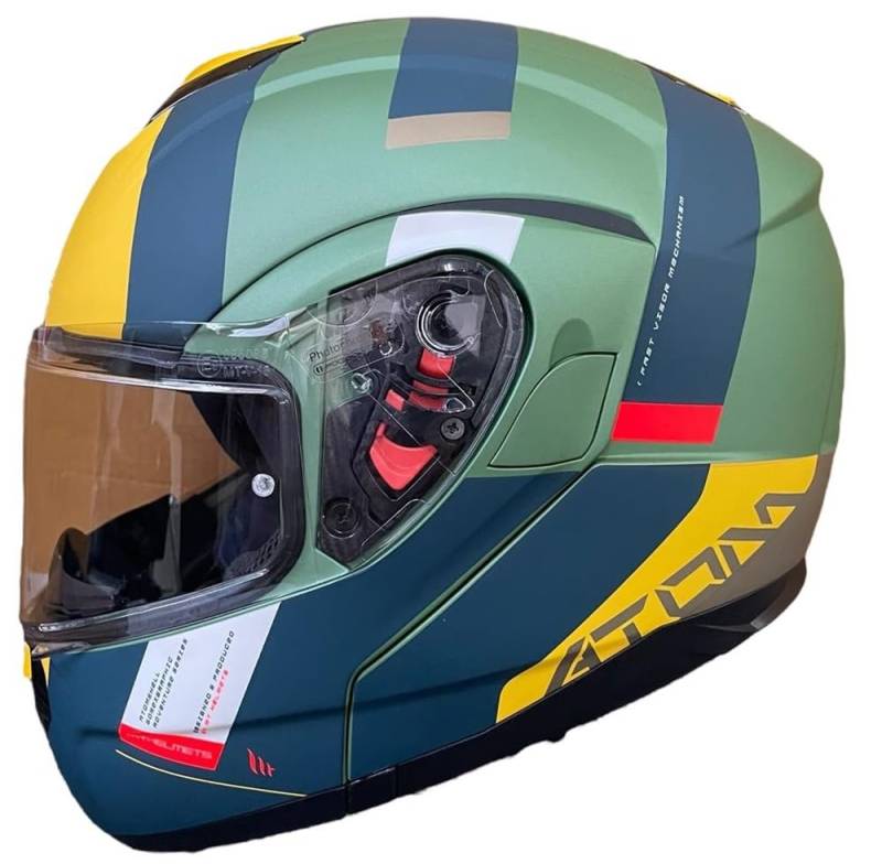 MT Helmets Outlet Atom Ausstellungshelm, Grün und Gelb, Größe M von DOBLE XX