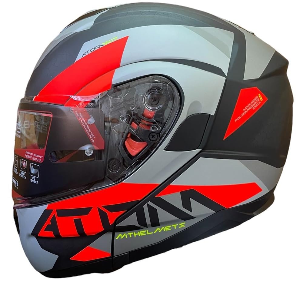 MT Helmets Outlet Atom Exposition Helm, Mattschwarz und Neonrot, Größe L von DOBLE XX