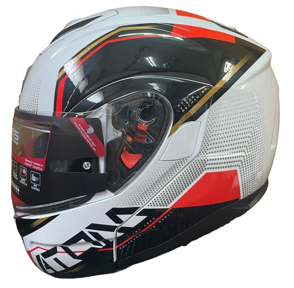 MT Helmets Outlet Atom Quark Ausstellungshelm, Weiß, Rot und Gold, Größe L von DOBLE XX