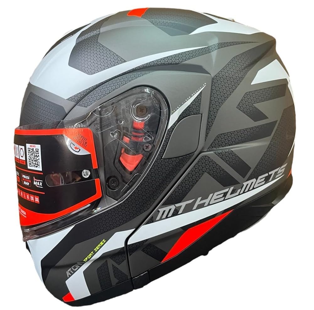 MT Helmets Outlet Atom Sport Ausstellungshelm, Schwarz, Weiß und Rot, Größe L von DOBLE XX