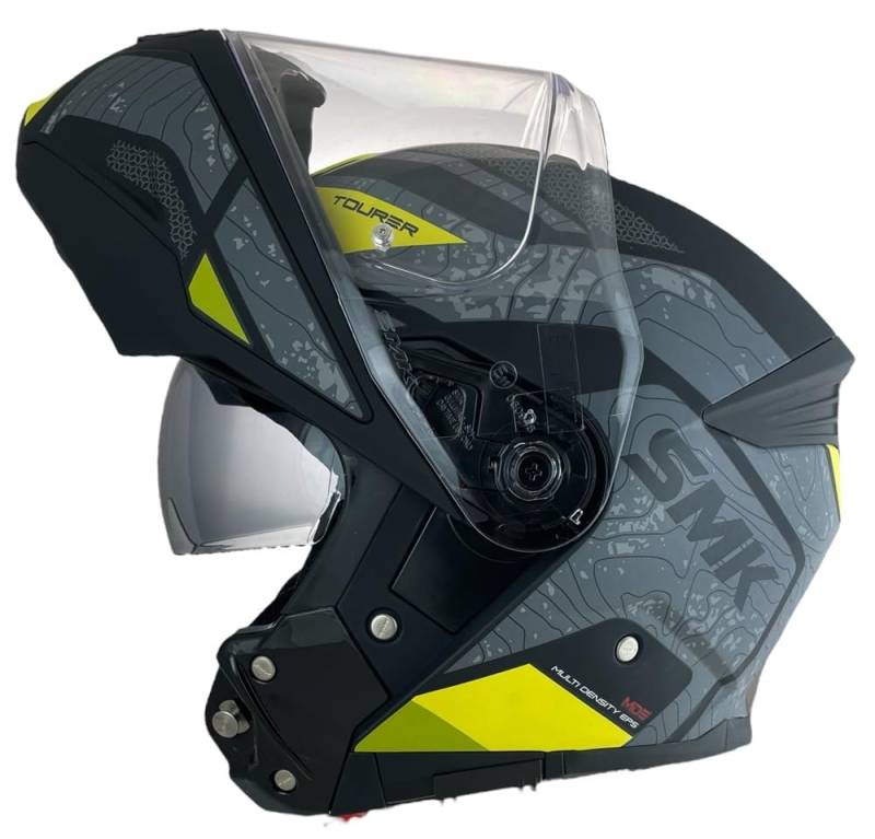 SMK Helmets GULLWING Navigator Modularhelm, schwarz, gelb und grau, Zulassung 22.06, mit Doppelvisier, P/J (4XL 67/68) von DOBLE XX