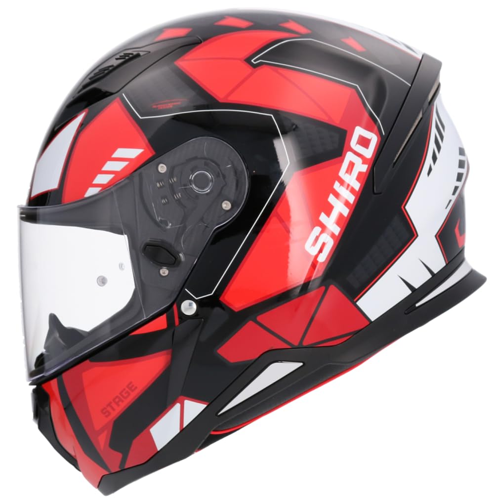 Shiro Helmets Helm Hunter Stage, Weiß und Rot, vollständig zugelassen (S 55/56) von DOBLE XX