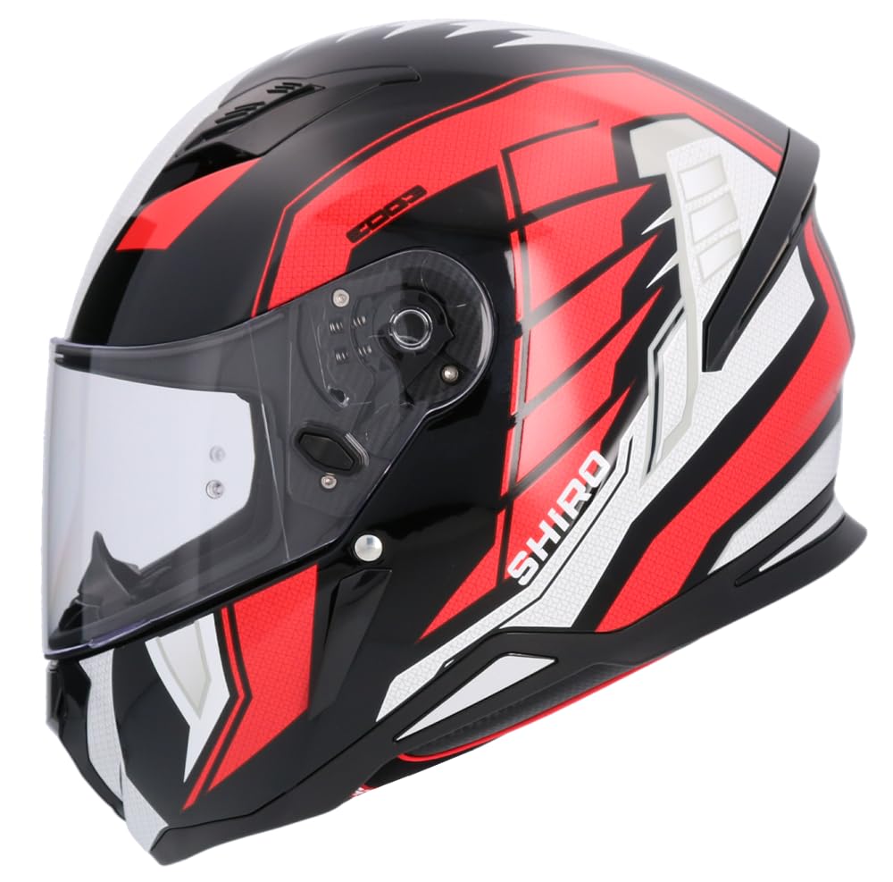 Shiro Helmets Hunter Edge Helm, Schwarz und Rot, vollständig zugelassen (L 59/60) von DOBLE XX