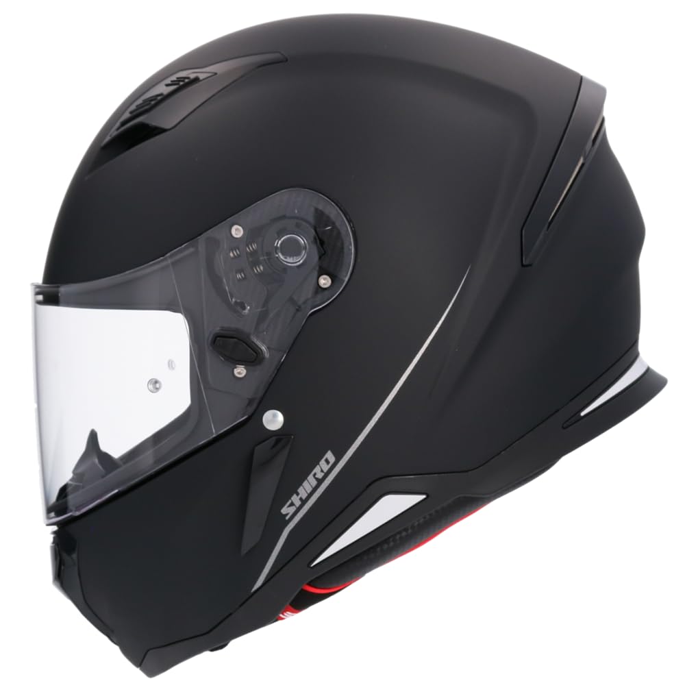 Shiro Helmets Hunter Helm, einfarbig, Mattschwarz, vollständig zugelassen (L 59/60) von DOBLE XX