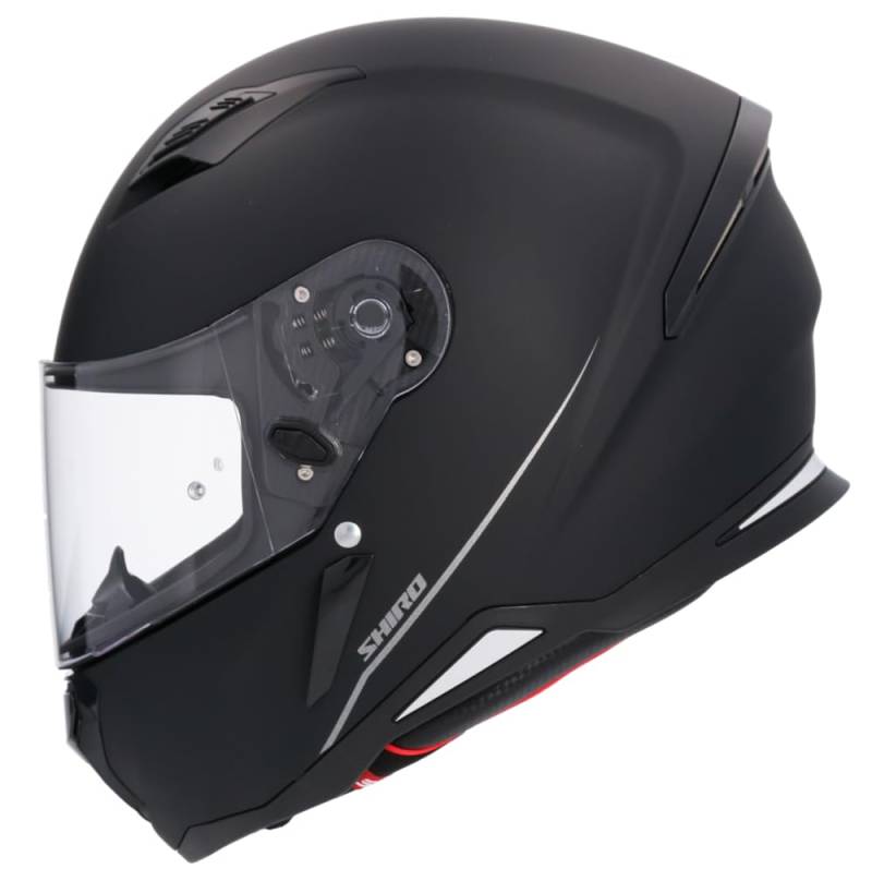 Shiro Helmets Hunter Helm, einfarbig, Mattschwarz, vollständig zugelassen (S 55/56) von DOBLE XX