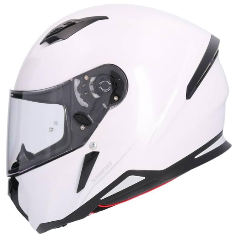 Shiro Helmets Hunter Helm, einfarbig, Weiß, vollständig zugelassen (L 59/60) von DOBLE XX