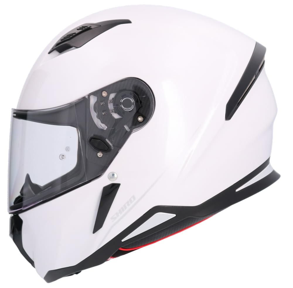 Shiro Helmets Hunter Helm, einfarbig, Weiß, vollständig zugelassen (XXL 63/64) von DOBLE XX