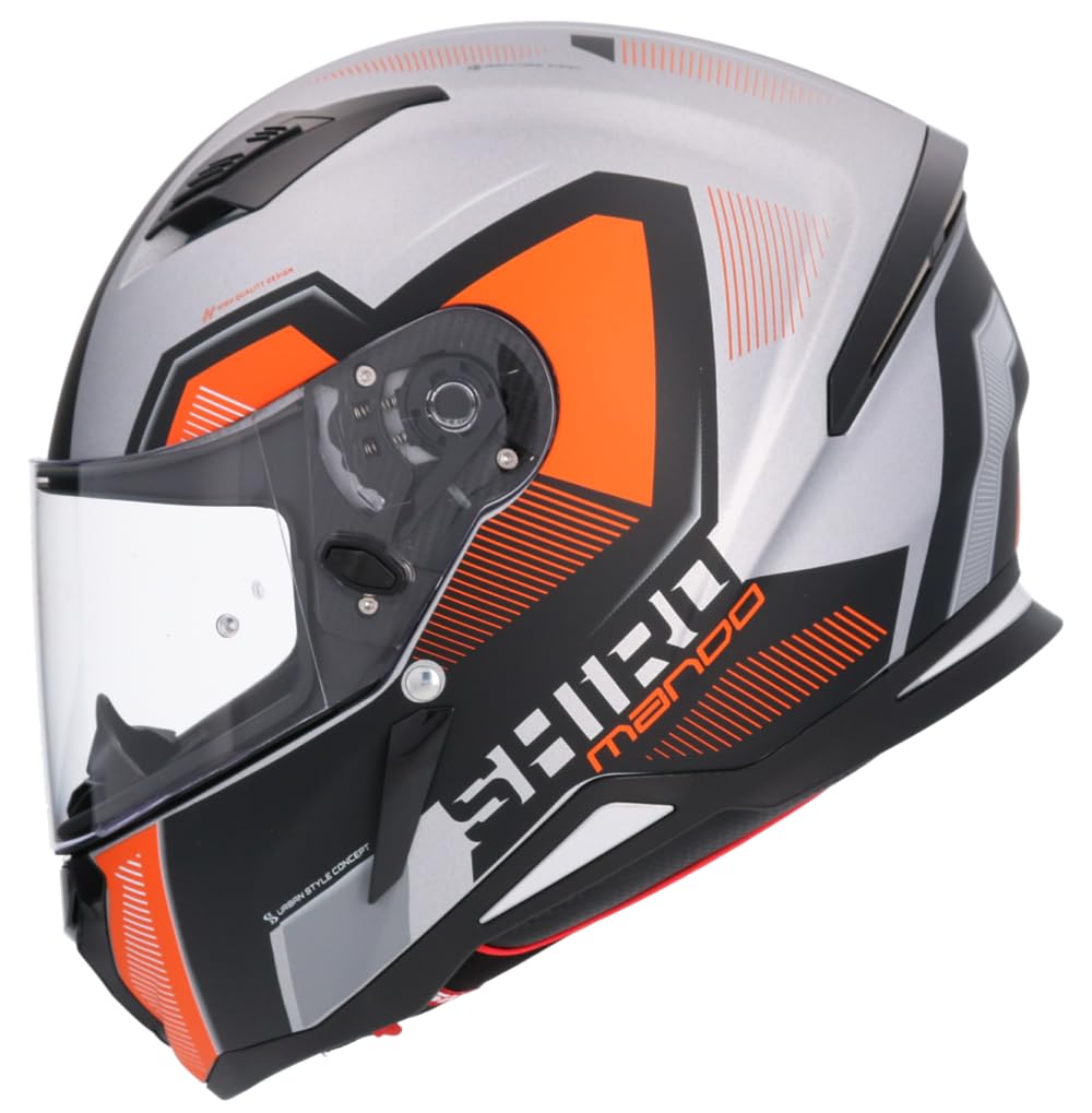 Shiro Helmets Hunter Helm mit Fernbedienung, Schwarz und Orange, vollständig zugelassen (L 59/60) von DOBLE XX