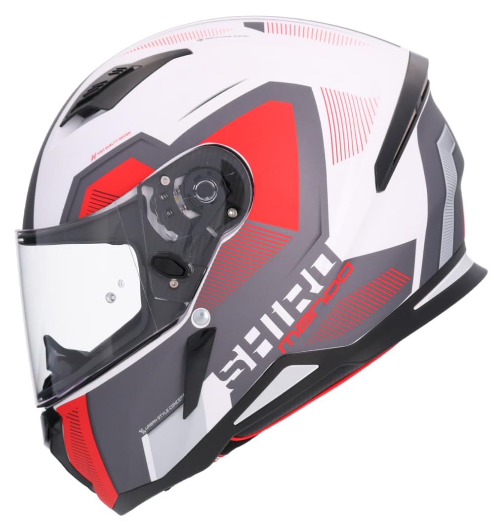 Shiro Helmets Hunter Helm mit Fernbedienung, Weiß und Rot, vollständig zugelassen (S 55/56) von DOBLE XX