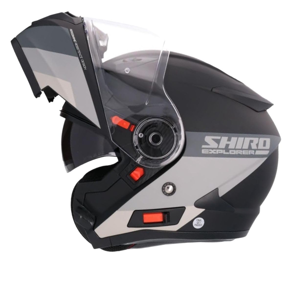 Shiro Helmets Modularhelm, Modell Explorer Maverick, Titan, matt, vollständig zugelassen (L 59/60) von DOBLE XX