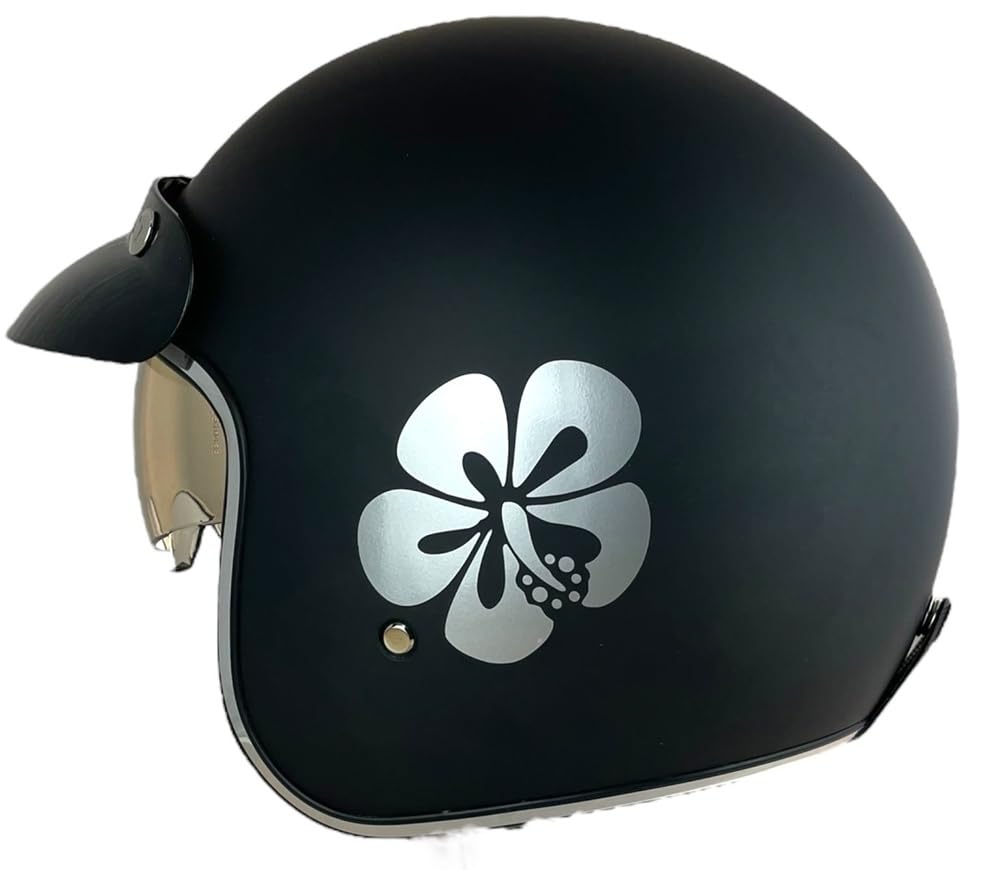 Shiro Retro Jet Flower offener Helm mit zugelassenem Visier, mattschwarz (S 55/56) von DOBLE XX