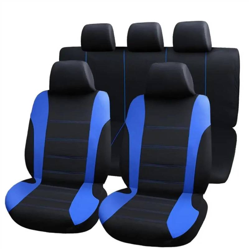 DOBRVVGT Autositzbezüge,Sitzbezüge Auto Autositzbezüge Komplettset Atmungsaktiver Autositzschutzbezug Fahrzeugsitzbezüge Universelles Autozubehör Auto-Styling(9pcs Black Blue) von DOBRVVGT