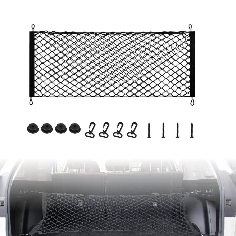 DOCAS 1Stück Car Boot Luggage Net, Universally Adjustable Luggage Net 90-122 cm, 1 Rear Luggage Nets +4 ABS Hooks + 4 Mounting(Stil4) von DOCAS