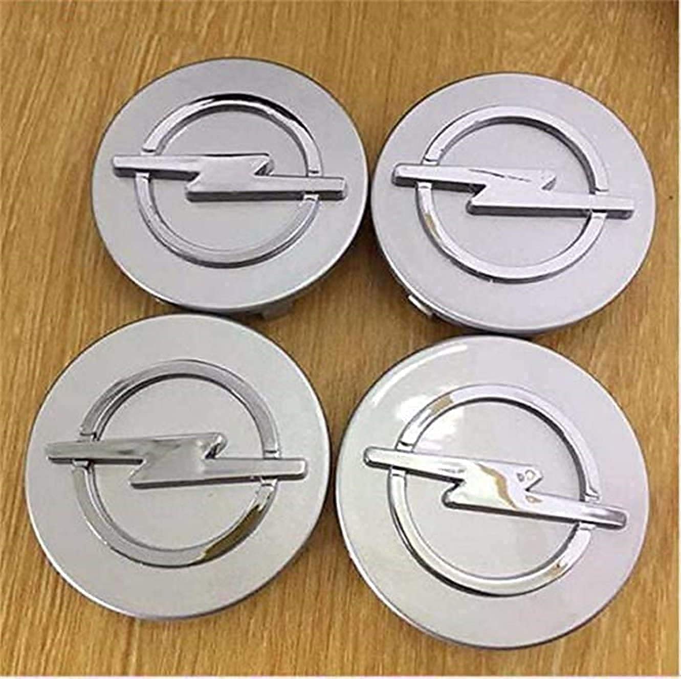 DOCHKA 4 Stück 64mm Auto Radnabenkappen Nabendeckel für Opel Astra H G J Insignia Mokka Zafira Corsa, Radnabenabdeckung Center Felgendeckel Radkappen Wheel Caps Nabenkappen mit Logo,Silver von DOCHKA