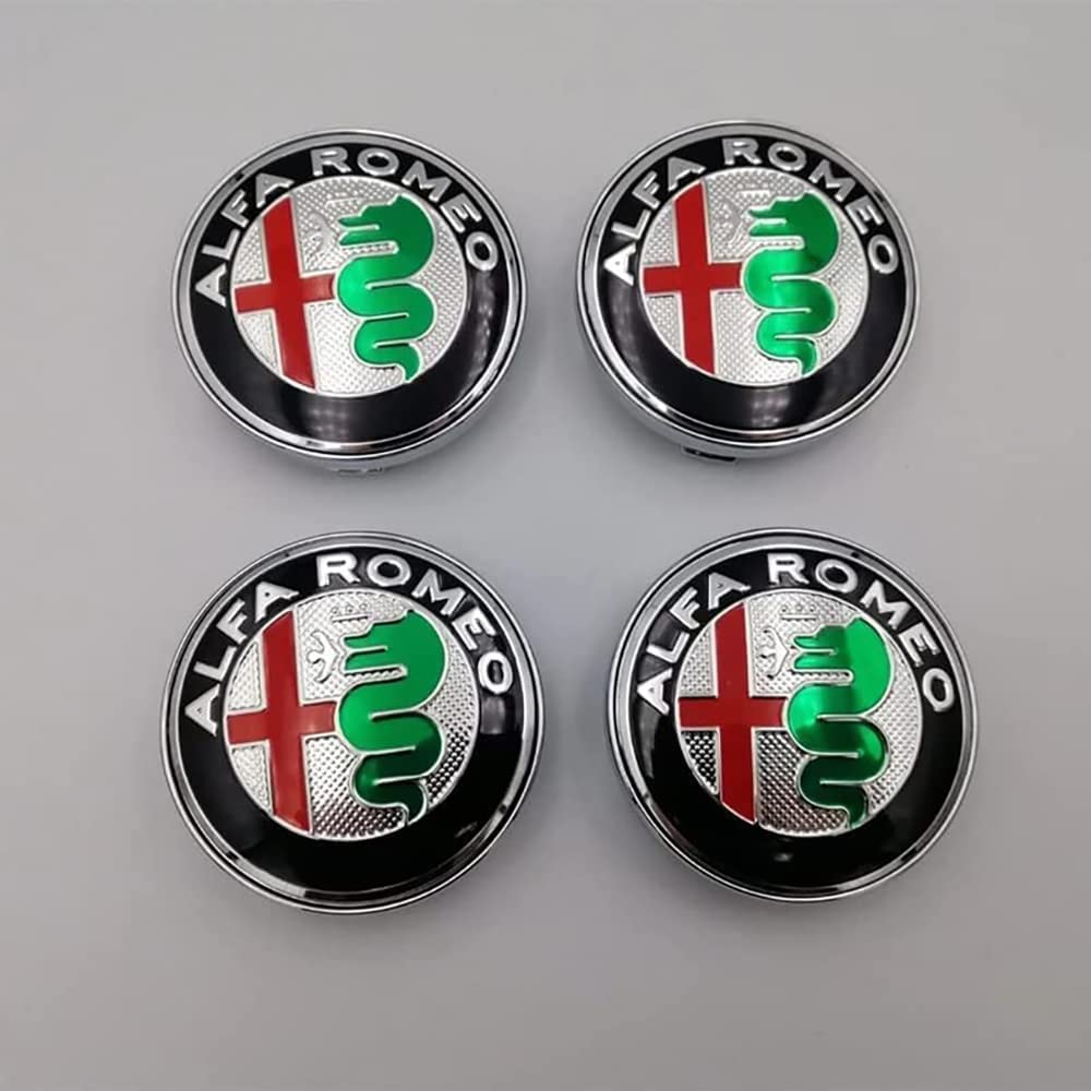 DOCHKA Nabenkappen Felgen Kappen Felgendeckel Radkappen Radnabendeckel Nabendeckel Felgenkappen für Alfa Romeo Mito 147 156 159 166 Giulietta Mito Spider Stelvio, 4 X 60mm,B von DOCHKA