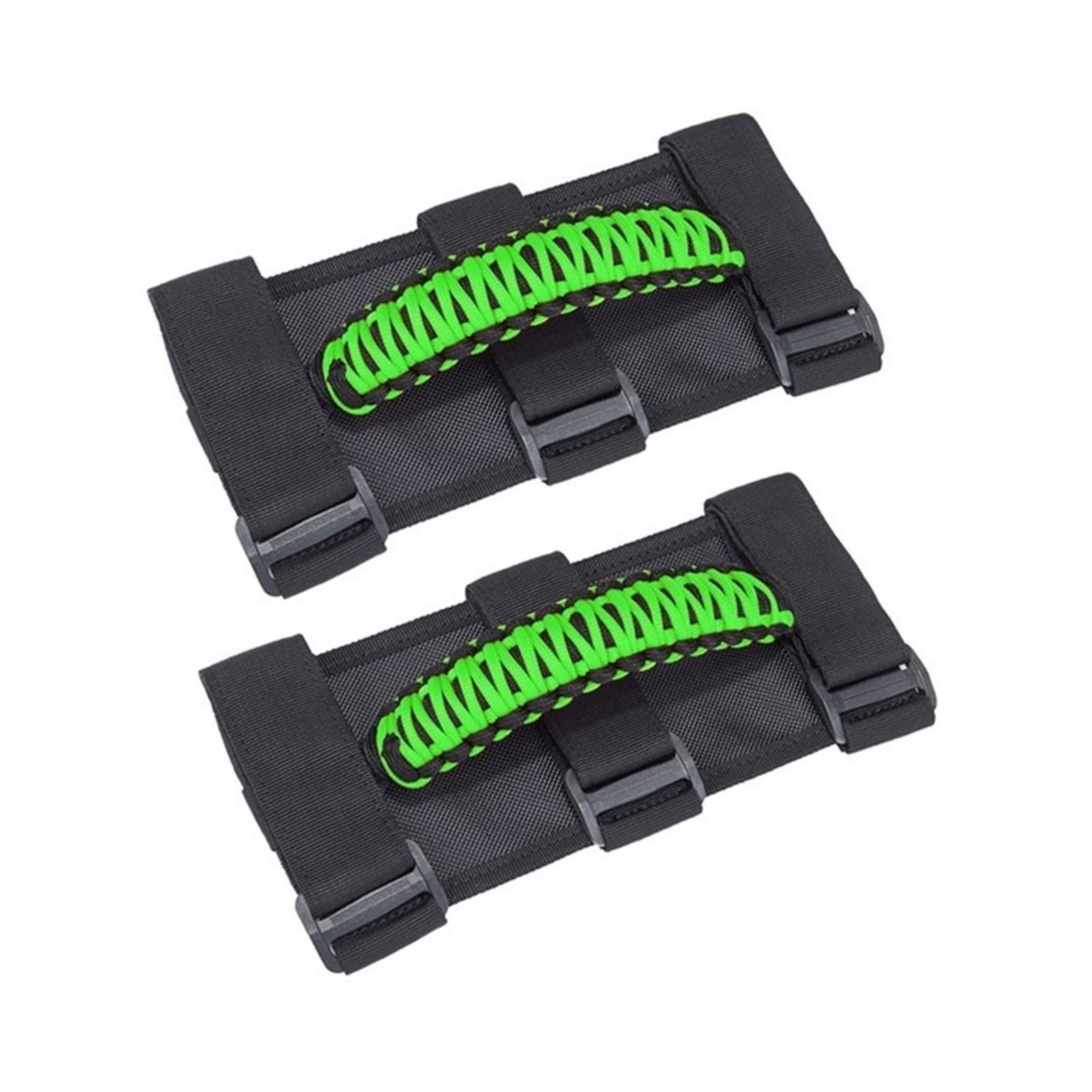 DOFABI 2-teiliger Türhaltegriff, for Jeep, for Wrangler JK JL YJ TJ 1987-2020 Überrollbügel-Handgriff Rutschfester gewebter Griff Türgriff(Green) von DOFABI