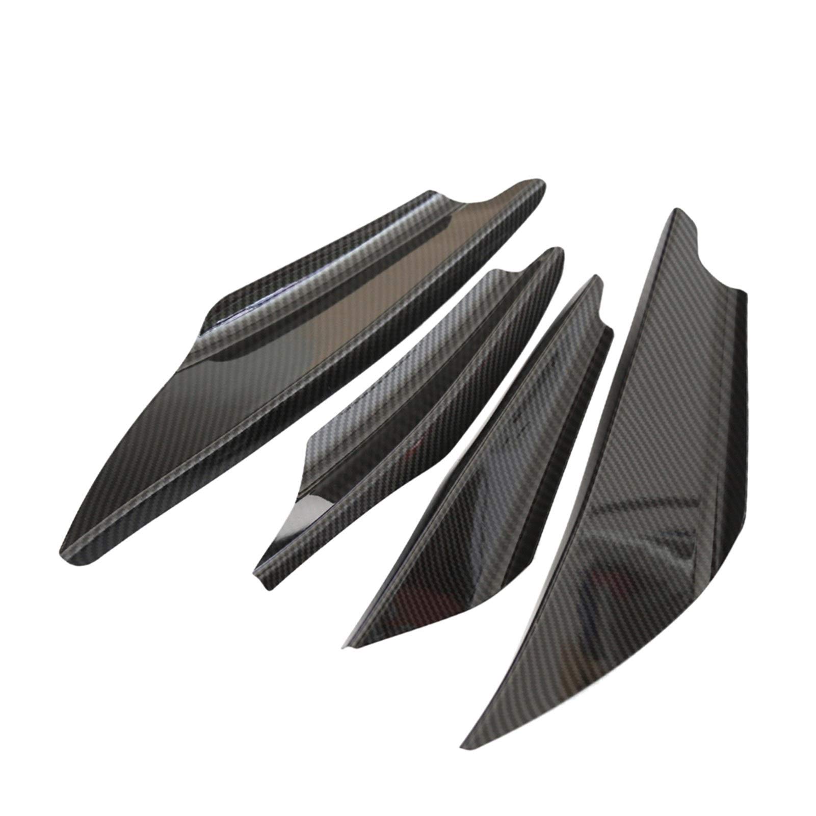 DOFABI 4 Stücke Glänzend Carbon Faser Muster Auto Front Stoßstange Flossen Spoiler Flügel Lip Splitter Körper Splitter Spoiler Canards Sport Stil Stoßstangenhalterung von DOFABI