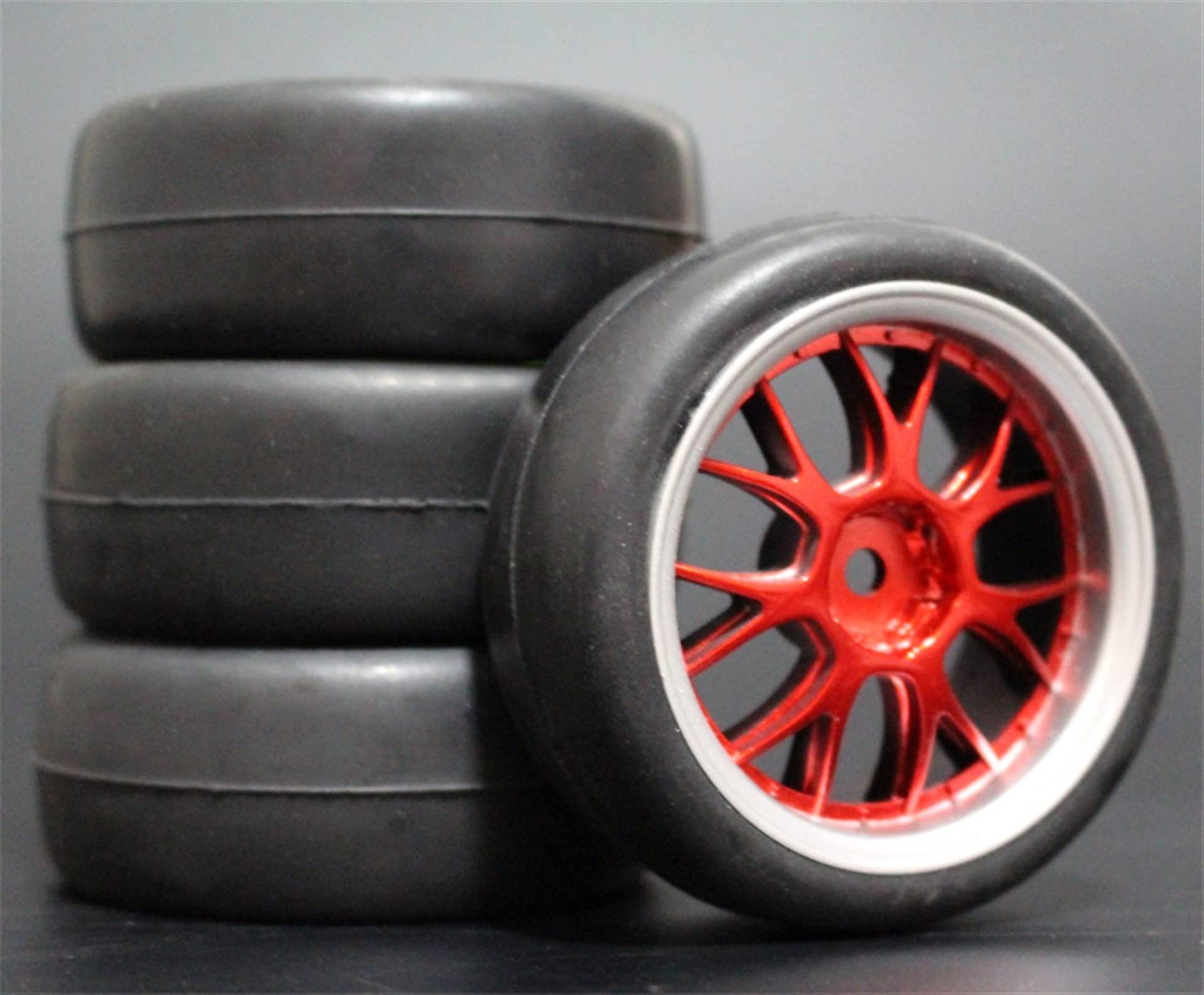 DOFABI 4 stücke Weiche Gummi Touring Reifen Reifen Felge 1/10 RC Auto RC-Autoräder(9058-6018) von DOFABI