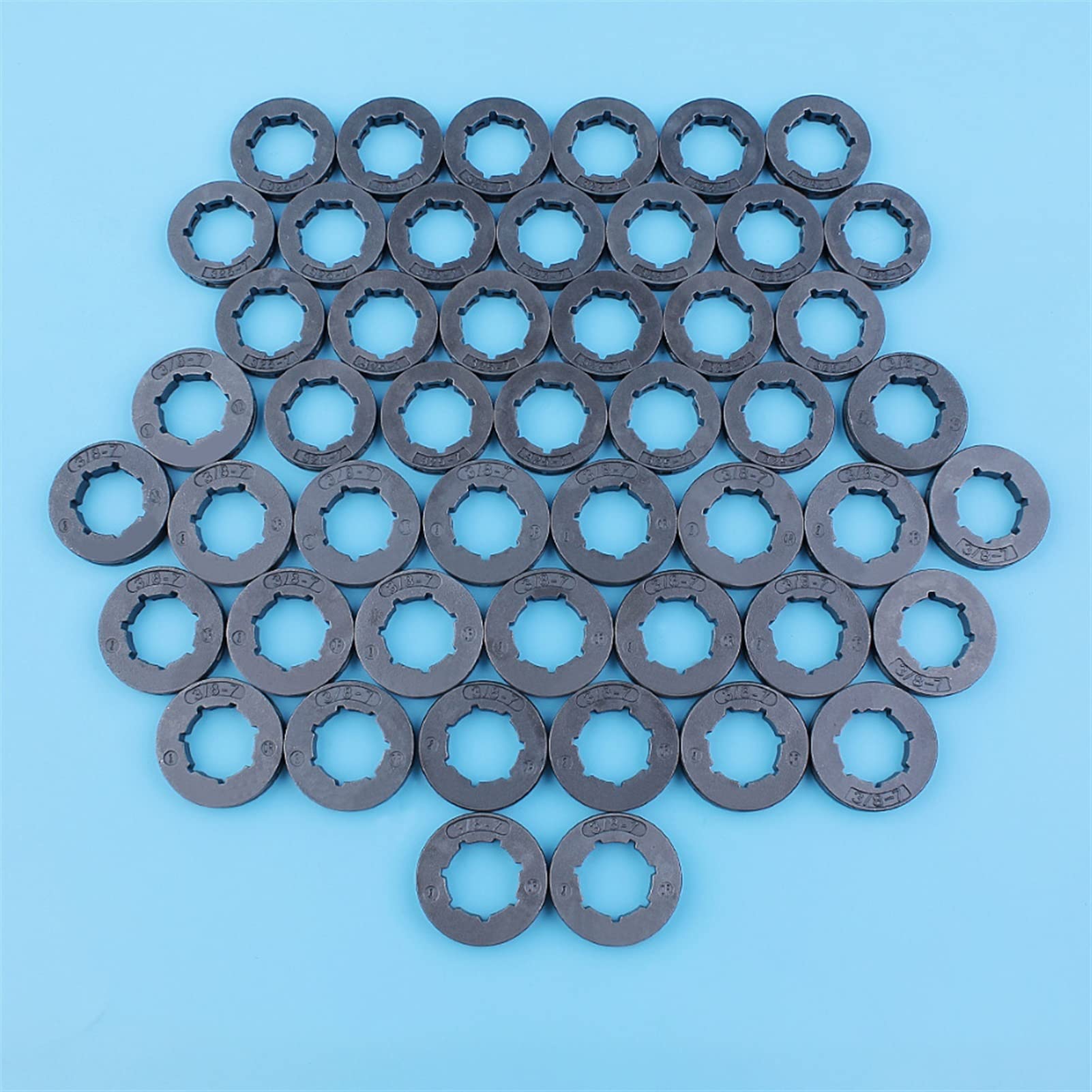 DOFABI 50-teiliges Set, 325 Zoll, 7 Zähne, 3/8 Zoll, 7 Zähne, kleines Kettenrad, 7 Spline, 19 mm, for Husqvarna, for STIHL, for Echo, for Poulan, for Homelite, for Dolmar, Kettensäge Ersatzkettenrad f von DOFABI