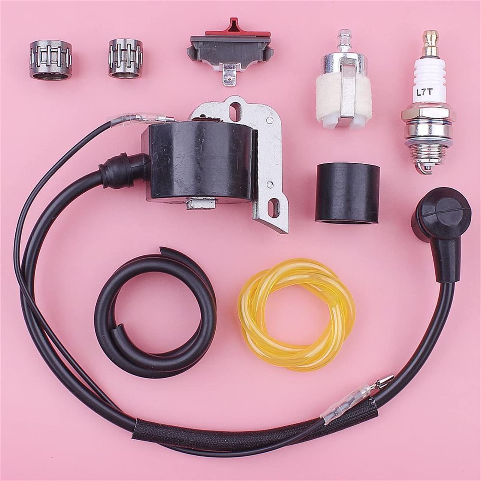 DOFABI Zündspule Stoppschalter Kit, for Husqvarna, 55 51 268 272 254 Kettensäge 503901401 W Kraftstofffilter Linie Kolben Kupplung Nadellager Schalter-Austauschsatz von DOFABI