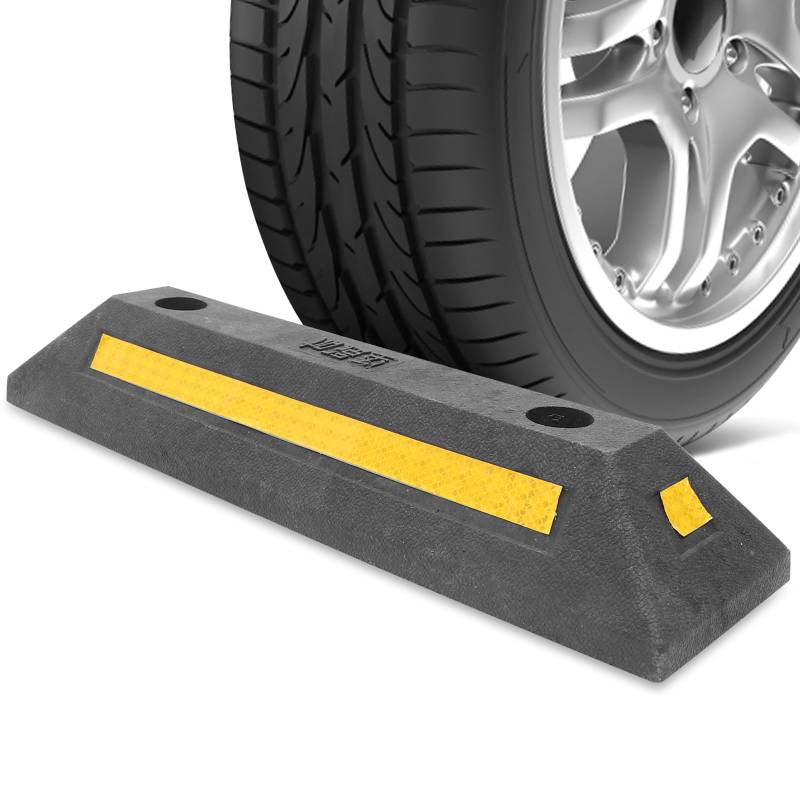 DOITOOL Autostopper Autogaragenradstopper Parkklotz Autoparkstopper Radstopper Mit Reflexstreifen Gummiparkplatzstopper Garagenautostopper Schwere Schwarze Stoßstange Schwarz Garagenstopper von DOITOOL