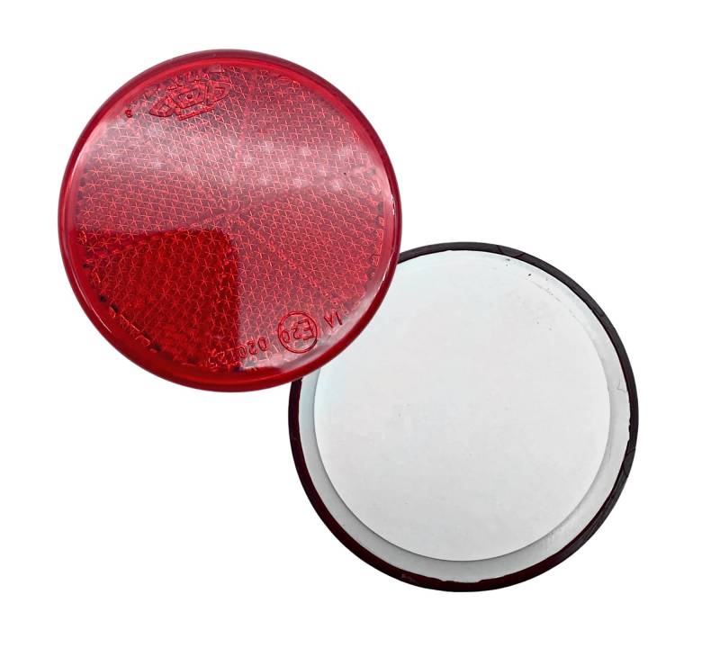 DOJA Barcelona | Anhänger Reflektor Rund | Selbstklebend Rückstrahler | Pack 10 Rot | Anhänger Beleuchtung, Reflektoren Aufkleber, Auto Reflektoren, Motorrad Reflektorband, Wohnwagen Katzenaugen von DOJA Barcelona