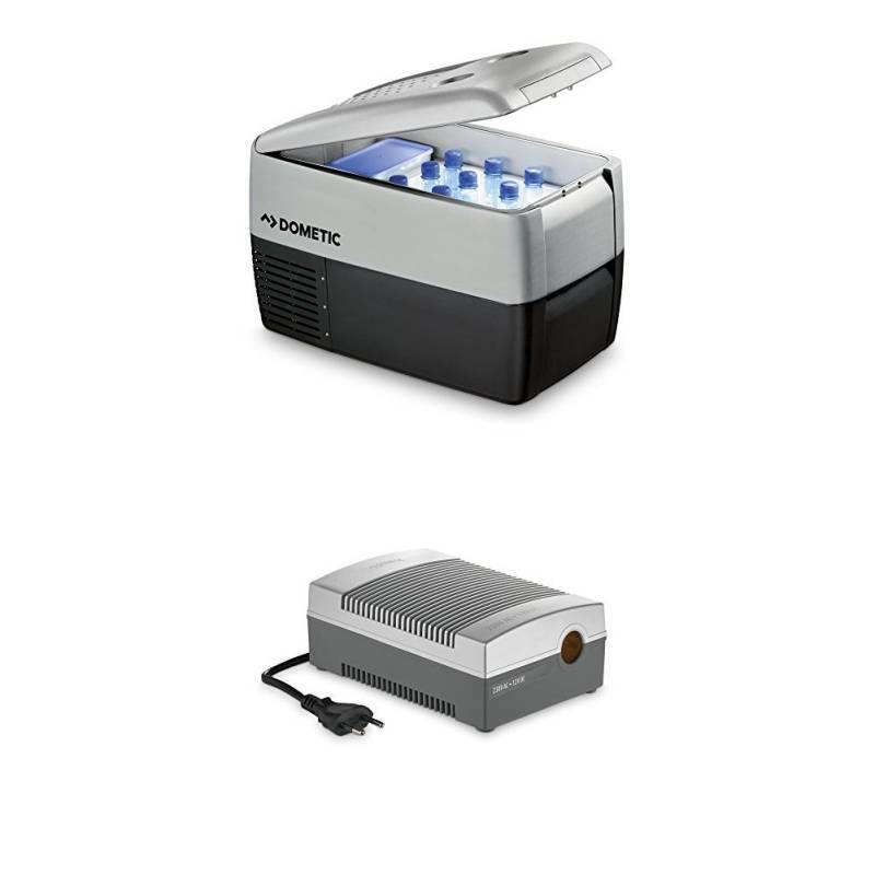 Dometic Waeco CoolFreeze CDF 36 - tragbare elektrische Kompressor-Kühlbox/Gefrierbox mit Batteriewächter, 31 Liter, 12/24 V für Auto, Lkw oder Boot + CoolPower EPS817 Netzadapter, 230 V 12 V von DOMETIC