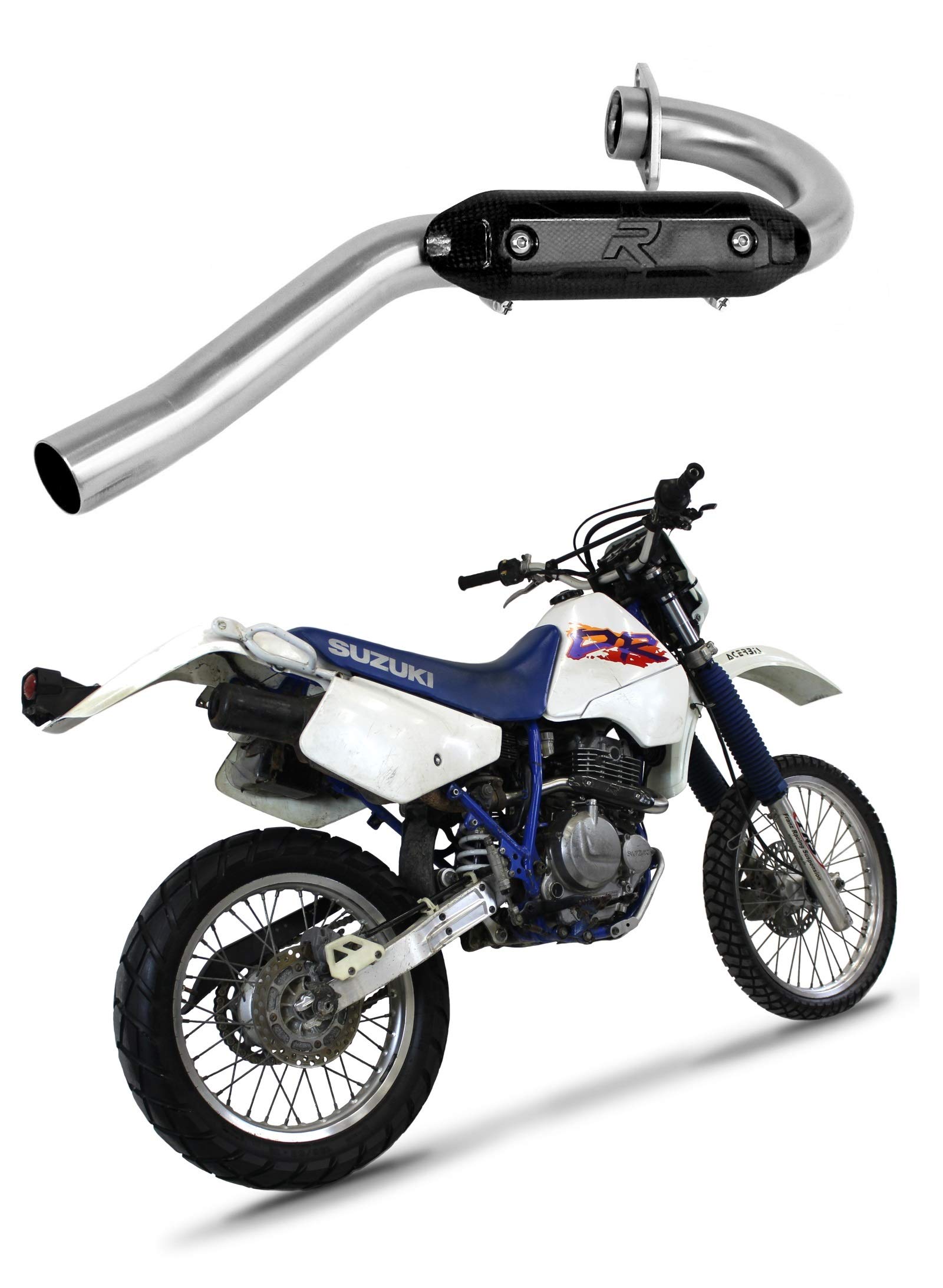 Auspuff Krümmer Ellbogen ohne Powerbomb Header Dominator kompatibel mit DR 350 1990-1999 von DOMINATOR EXHAUST SYSTEM