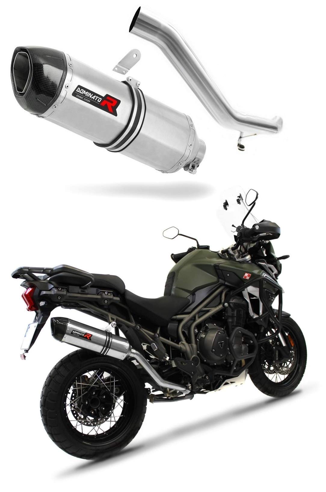 Auspuff Tiger Explorer 1200 XR XRx XRT XC XCX XCA HP1 Endschalldämpfer Dominator Exhaust Racing Slip-on 2016-2017 von DOMINATOR EXHAUST SYSTEM