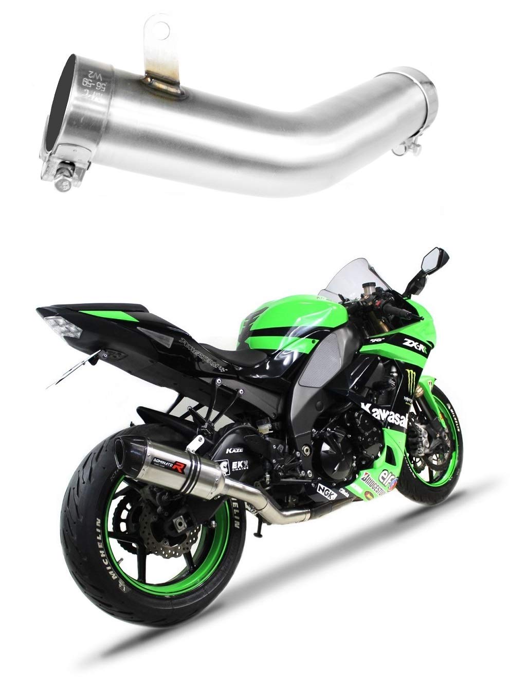 DE-Cat DECAT Katalysator Dominator Zwischenschicht passend für ZX10R 08-10 2008-2010 von DOMINATOR EXHAUST SYSTEM