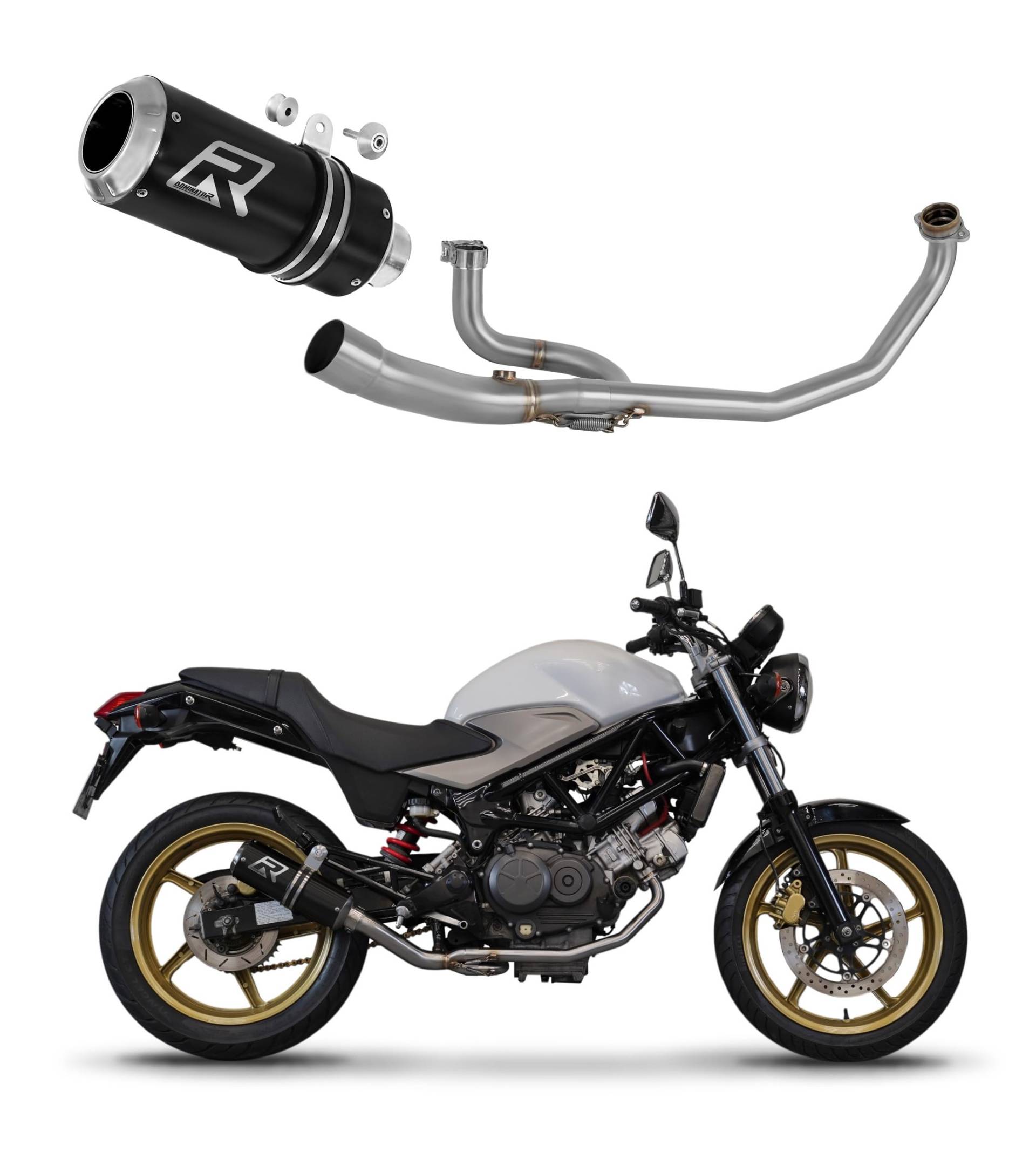 DOMINATOR Auspuffanlage Endschalldämpfer GP schwarz kompatibel mit VTR 250 2009-2015 von DOMINATOR EXHAUST SYSTEM