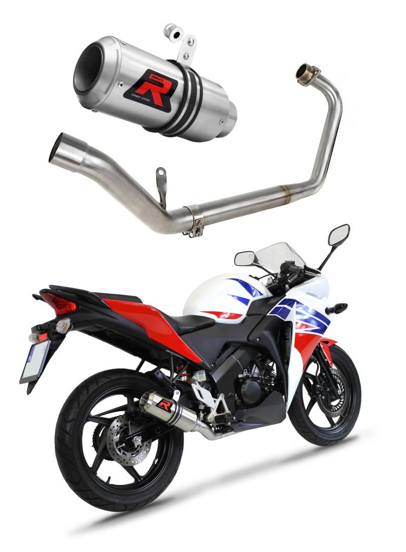 DOMINATOR Komplette Linie Auspuff Krümmer Schalldämpfer GP kompatibel mit CBR 125 R 2011-2018 von DOMINATOR EXHAUST SYSTEM