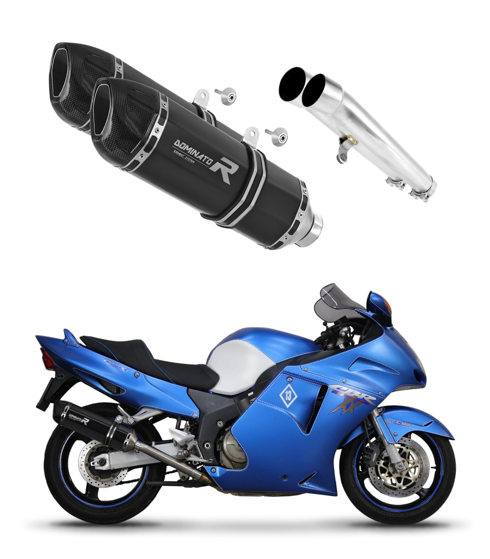 DOMINATOR Schalldämpfer Auspuff HP1 BLACK kompatibel mit CBR 1100 XX 1996-2006 von DOMINATOR EXHAUST SYSTEM