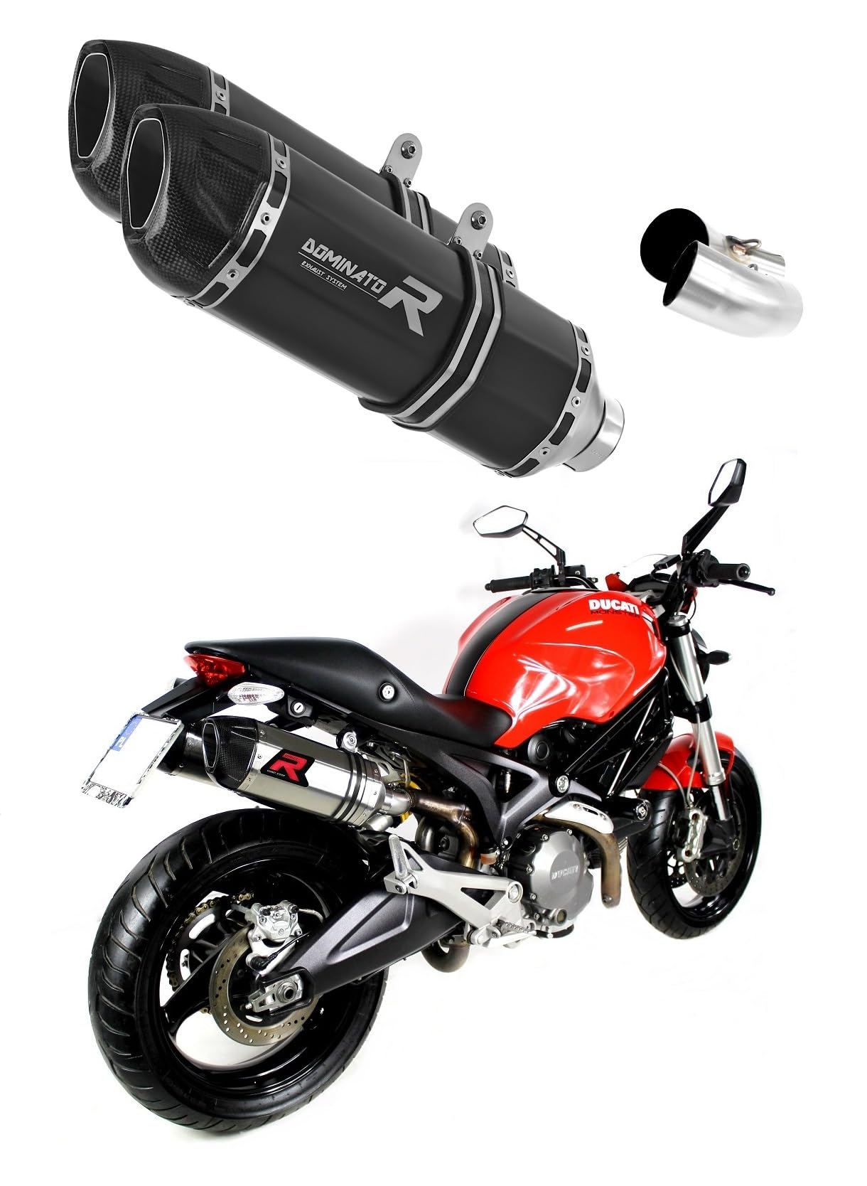 DOMINATOR Schalldämpfer Auspuff HP1 BLACK kompatibel mit MONSTER 696 2008-2014 von DOMINATOR EXHAUST SYSTEM