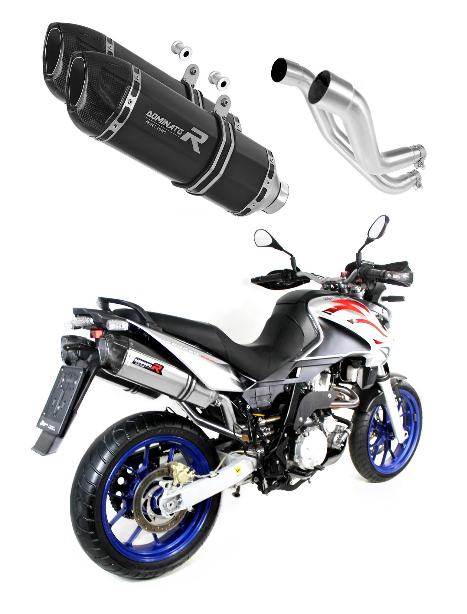 DOMINATOR Schalldämpfer Auspuff HP1 BLACK kompatibel mit Pegaso 650 Strada 2007-2010 von DOMINATOR EXHAUST SYSTEM