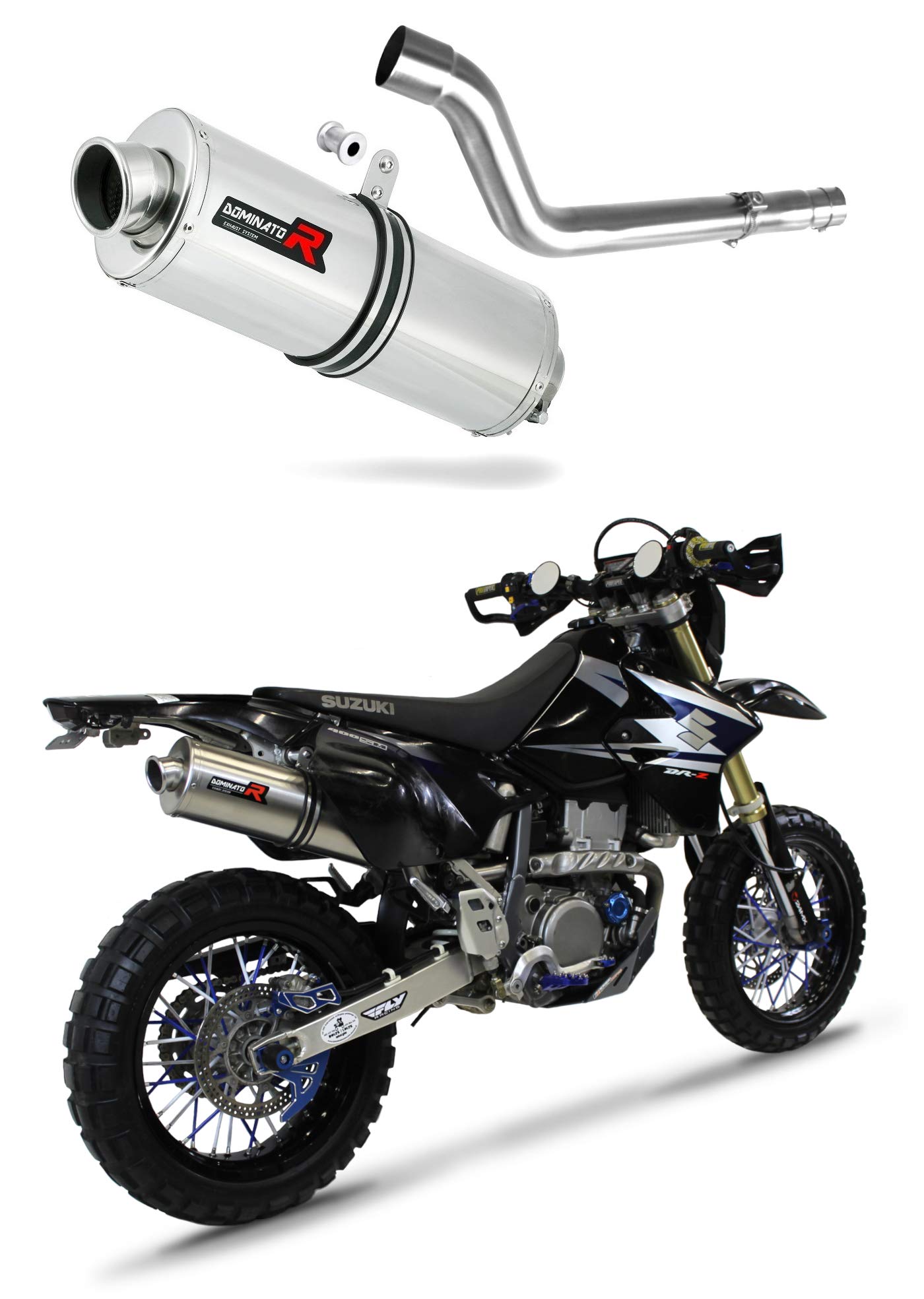 DR-Z 400 S SM Auspuff Oval Endschalldämpfer Dominator Exhaust 2000-2019 von DOMINATOR EXHAUST SYSTEM