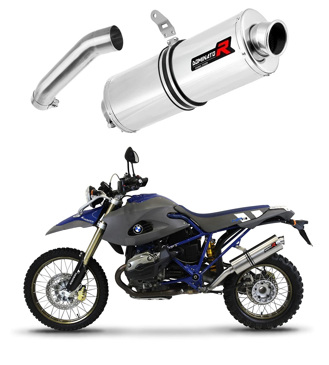 HP2 Enduro Auspuff OVAL Dominator Racing Schalldämpfer Auspuff 2004-2007 von DOMINATOR EXHAUST SYSTEM