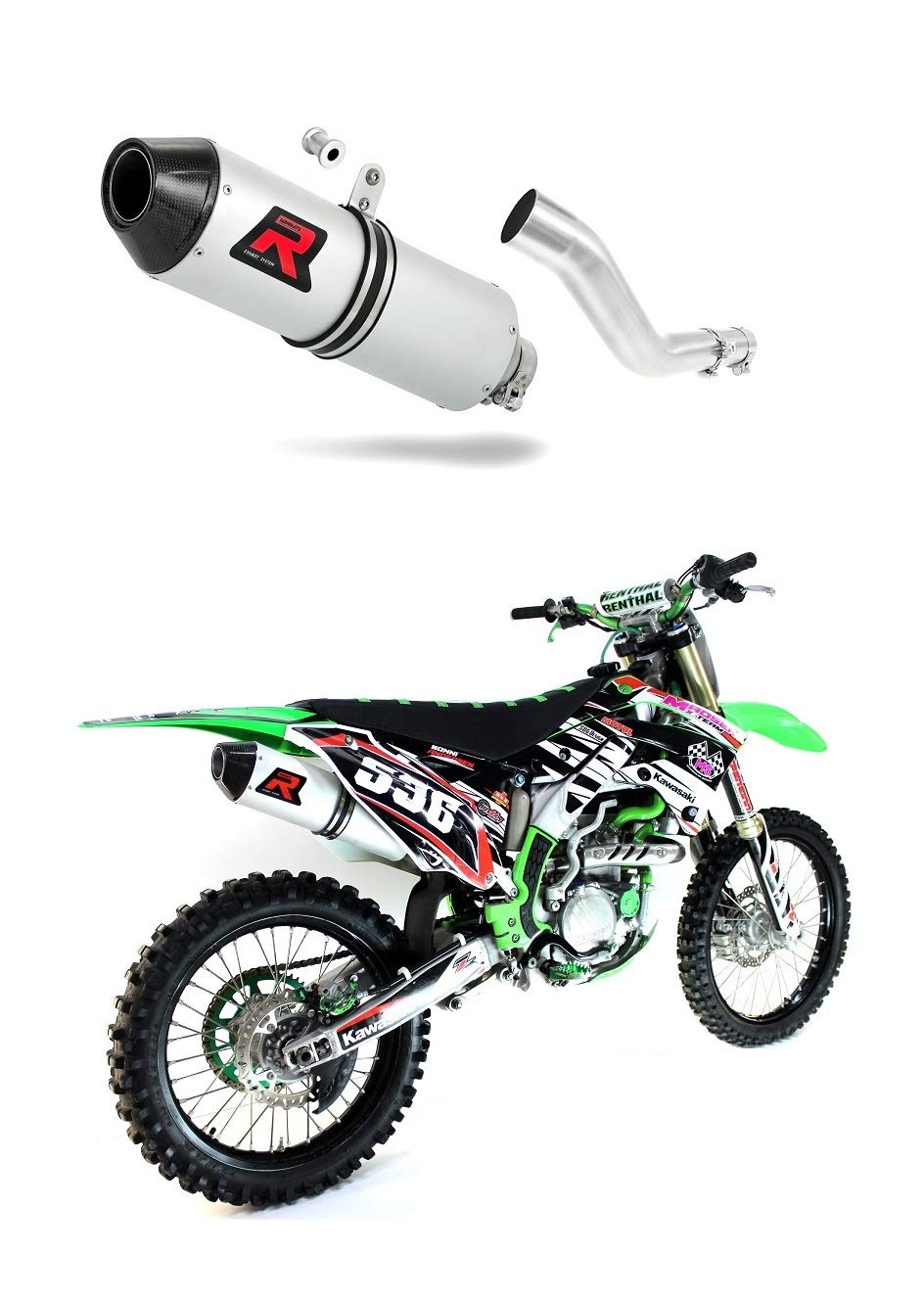 DOMINATOR Schalldämpfer Auspuff MX2 kompatibel mit KXF 450 2012-2018 von DOMINATOR EXHAUST SYSTEM