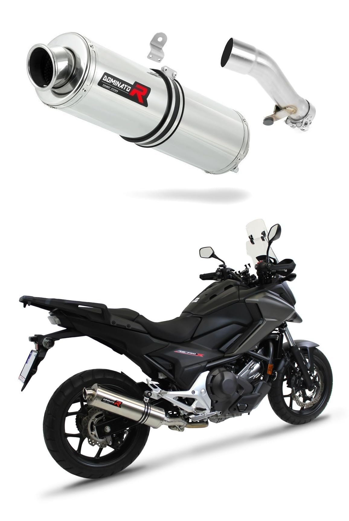 NC 700 X Auspuff rund Endschalldämpfer Dominator Exhaust Racing Slip-on 2012-2020 von DOMINATOR EXHAUST SYSTEM