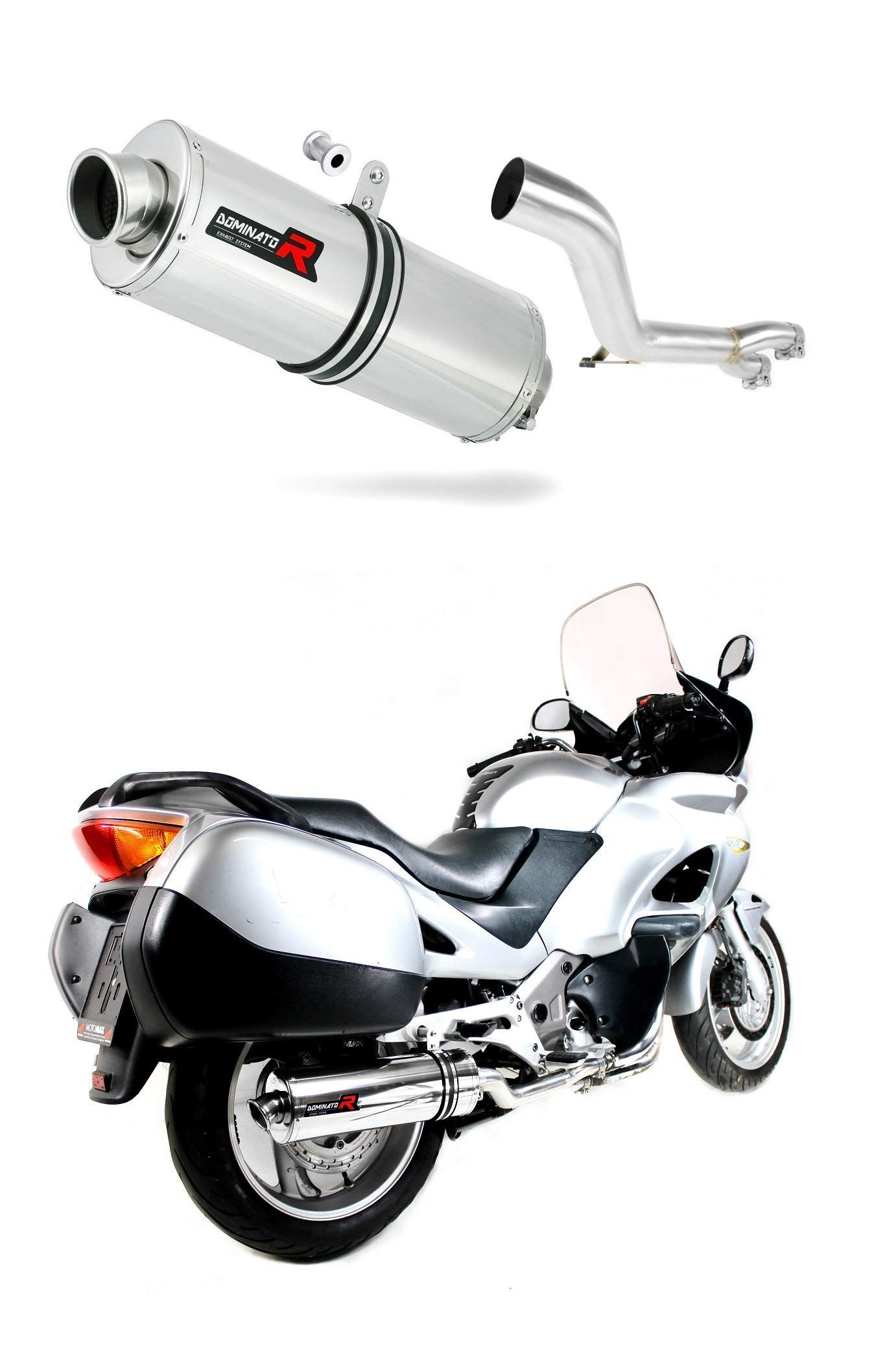 NT 650 V Deauville RC47 Auspuff Oval Endschalldämpfer Dominator Exhaust Racing Slip-on 1998 1999 2000 2001 2002 2003 2004 2005 von DOMINATOR EXHAUST SYSTEM