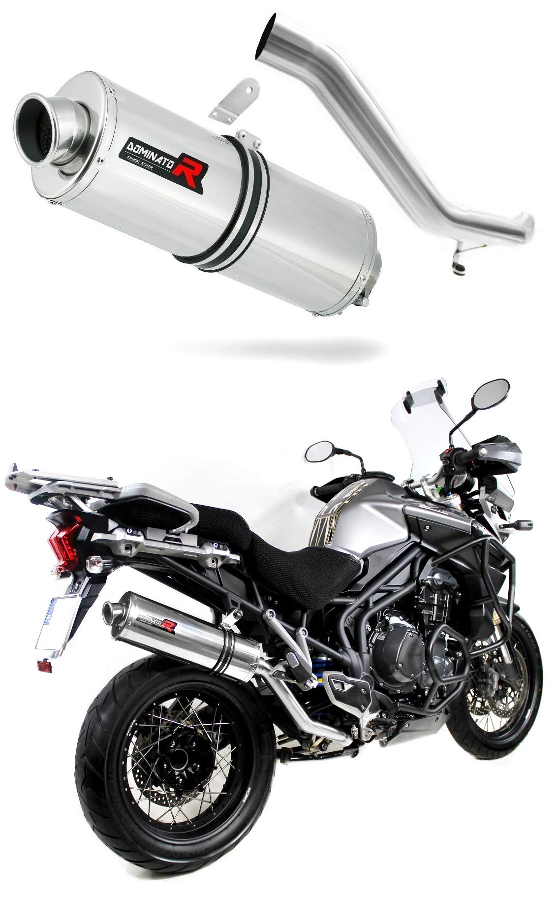 Tiger Explorer 1200 Auspuff Oval Endschalldämpfer Dominator Exhaust Racing Slip-on 2012 2013 2014 2015 von DOMINATOR EXHAUST SYSTEM