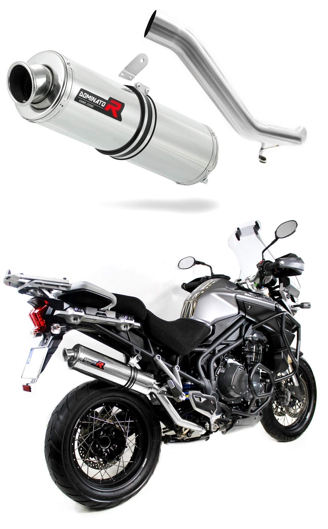 Tiger Explorer 1200 Auspuff rund Endschalldämpfer Dominator Exhaust Racing Slip-on 2012 2013 2014 2015 von DOMINATOR EXHAUST SYSTEM